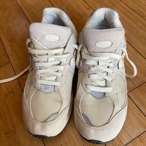 New Balance Beige and Light Gray Sneakers